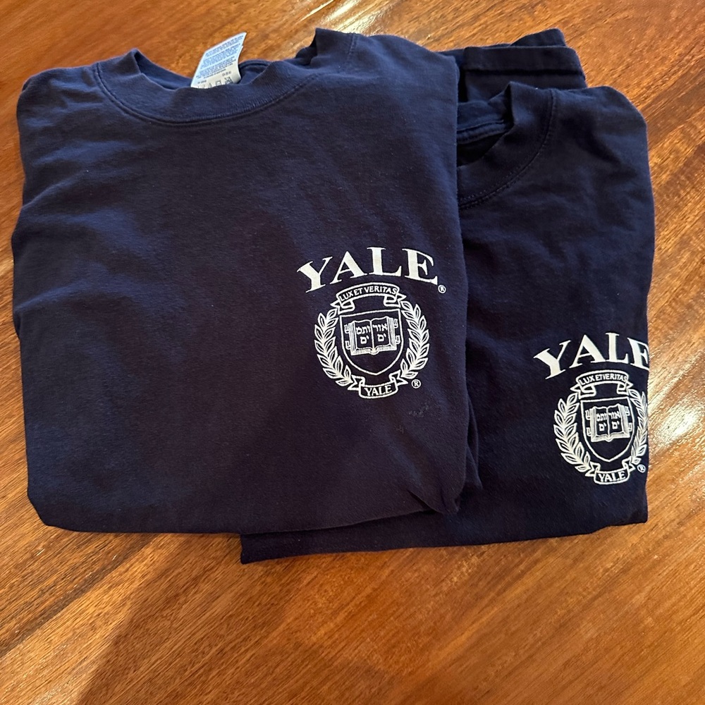 Two Yale Tees, Cotton, Short Sleeves, Medium